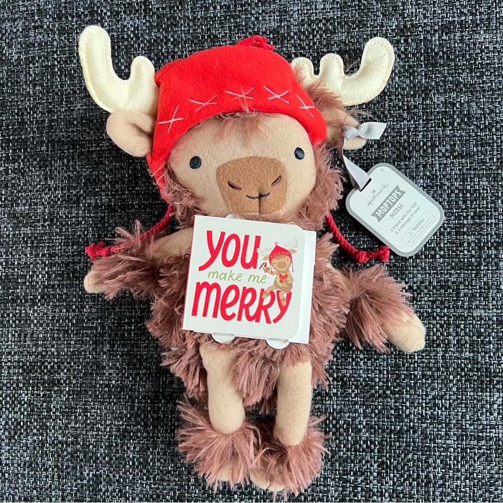 NWT Hallmark MopTops Moose Plush and Book